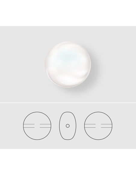Perle nacrée plate 12mm cream  Perles nacrées plates Swarovski® (5860)- 3 Perle nacrée plate 12mm cream  Perles nacrées plates Swarovski® (5860)- 3
