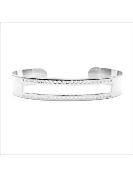 Jonc tissage 10 mm plaqué argent  Bracelets et manchettes- 1
