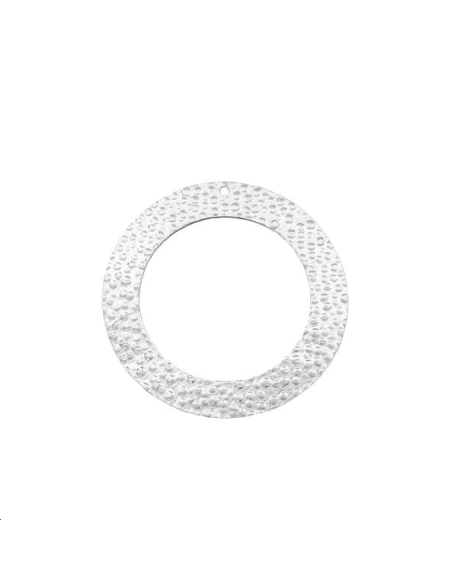 Cercle martelé 35mm 1 trou plaqué a  Pendentifs- 1