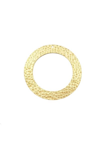 Cercle martelé 35mm 1 trou doré  Pendentifs- 1