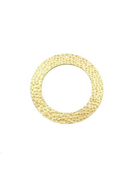 Cercle martelé 35mm 1 trou doré  Pendentifs- 1
