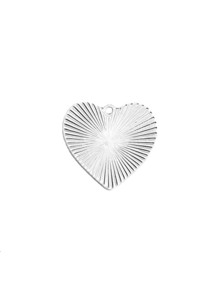 Pendentif coeur strié 21x9mm plaqué  Pendentifs- 1 Pendentif coeur strié 21x9mm plaqué  Pendentifs- 1