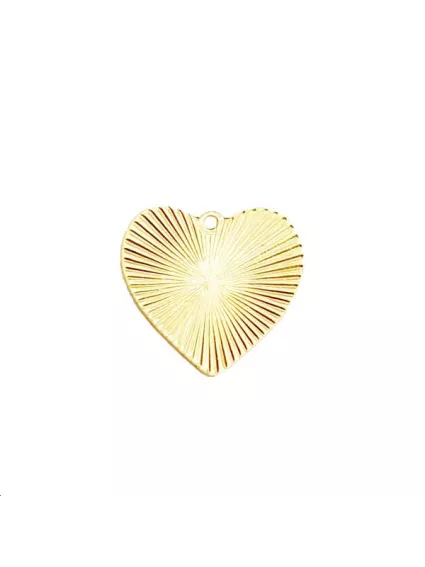 Pendentif coeur strié 21x9mm doré  Pendentifs- 1