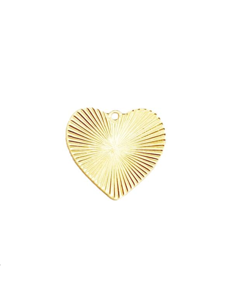 Pendentif coeur strié 21x9mm doré  Pendentifs- 1 Pendentif coeur strié 21x9mm doré  Pendentifs- 1