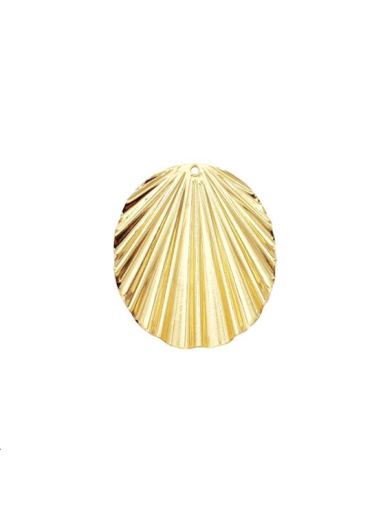 Pendentif oval ondulé 36x30mm 1 tro  Pendentifs- 1