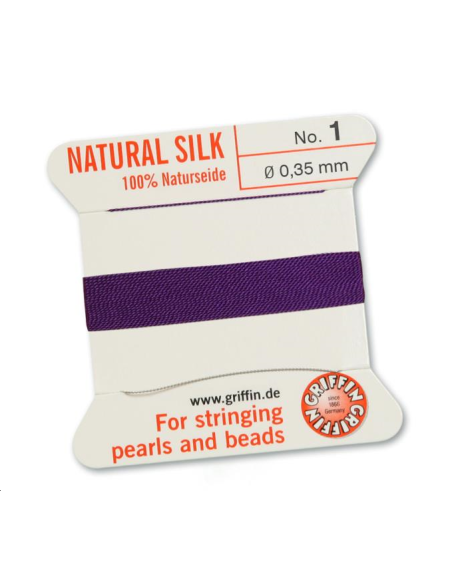 Fil de soie 0.35 mm améthyste   Fil de soie naturelle No. 1 diamètre 0.35 mm- 1 Fil de soie 0.35 mm améthyste   Fil de soie naturelle No. 1 diamètre 0.35 mm- 1