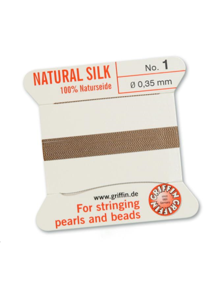 Fil de soie 0.35 mm beige   Fil de soie naturelle No. 1 diamètre 0.35 mm- 1