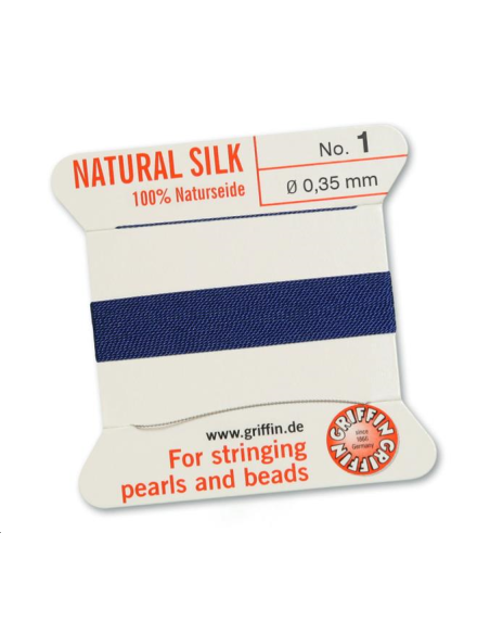 Fil de soie 0.35 mm bleu navy  Fil de soie naturelle No. 1 diamètre 0.35 mm- 1 Fil de soie 0.35 mm bleu navy  Fil de soie naturelle No. 1 diamètre 0.35 mm- 1