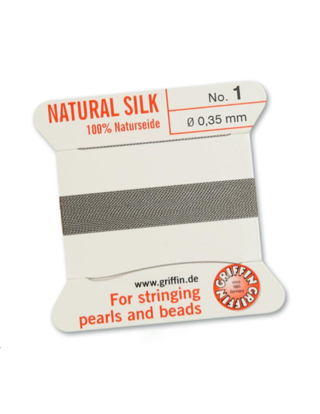 Fil de soie 0.35 mm gris   Fil de soie naturelle No. 1 diamètre 0.35 mm- 1