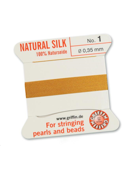 Fil de soie 0.35 mm jaune foncé   Fil de soie naturelle No. 1 diamètre 0.35 mm- 1 Fil de soie 0.35 mm jaune foncé   Fil de soie naturelle No. 1 diamètre 0.35 mm- 1