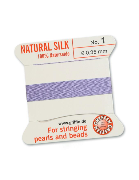 Fil de soie 0.35 mm lilas  Fil de soie naturelle No. 1 diamètre 0.35 mm- 1 Fil de soie 0.35 mm lilas  Fil de soie naturelle No. 1 diamètre 0.35 mm- 1