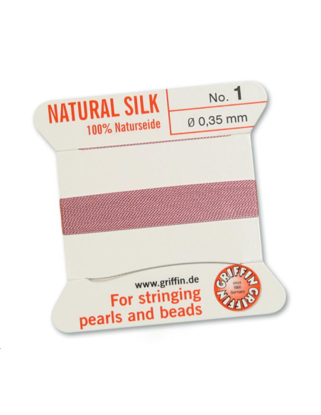Fil de soie 0.35 mm rose foncé   Fil de soie naturelle No. 1 diamètre 0.35 mm- 1 Fil de soie 0.35 mm rose foncé   Fil de soie naturelle No. 1 diamètre 0.35 mm- 1