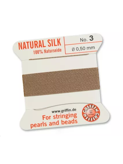 Fil de soie 0.5 mm beige   Fil de soie naturelle No. 3 diamètre 0.5 mm- 1