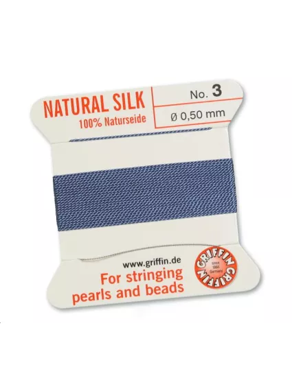Fil de soie 0.5 mm bleu  Fil de soie naturelle No. 3 diamètre 0.5 mm- 1
