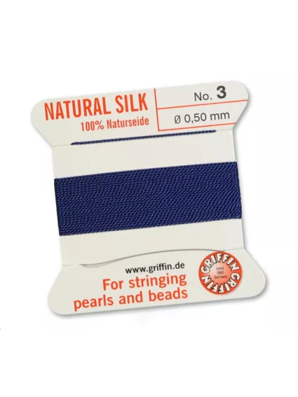 Fil de soie 0.5 mm bleu navy  Fil de soie naturelle No. 3 diamètre 0.5 mm- 1