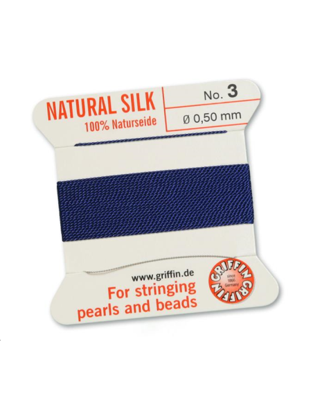 Fil de soie 0.5 mm bleu navy  Fil de soie naturelle No. 3 diamètre 0.5 mm- 1