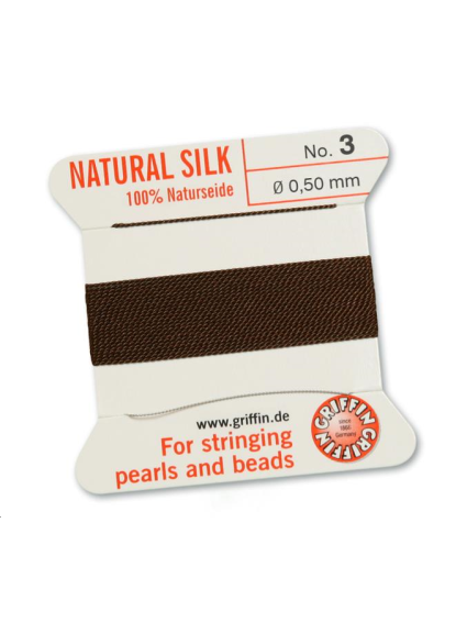 Fil de soie 0.5 mm brun   Fil de soie naturelle No. 3 diamètre 0.5 mm- 1