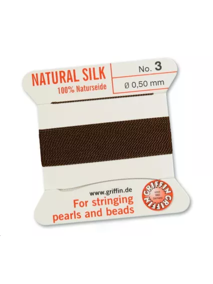 Fil de soie 0.5 mm brun   Fil de soie naturelle No. 3 diamètre 0.5 mm- 1