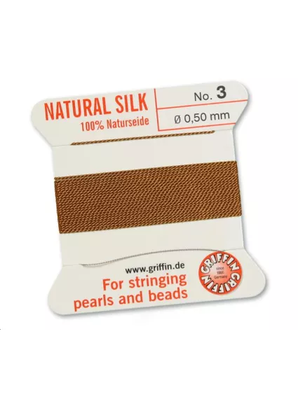 Fil de soie  0.5 mm cornaline  Fil de soie naturelle No. 3 diamètre 0.5 mm- 1