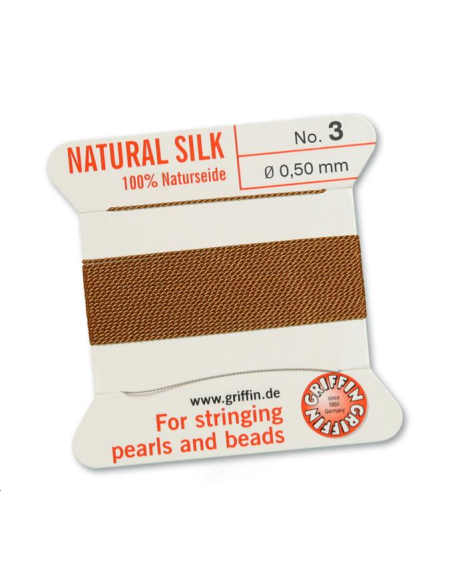 Fil de soie  0.5 mm cornaline  Fil de soie naturelle No. 3 diamètre 0.5 mm- 1