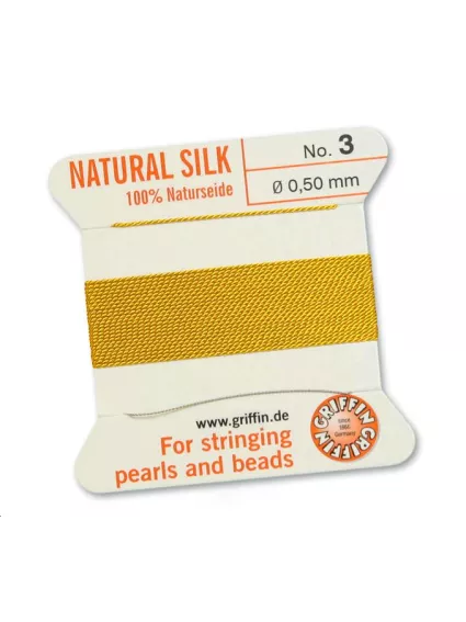 Fil de soie 0.5 mm jaune clair   Fil de soie naturelle No. 3 diamètre 0.5 mm- 1