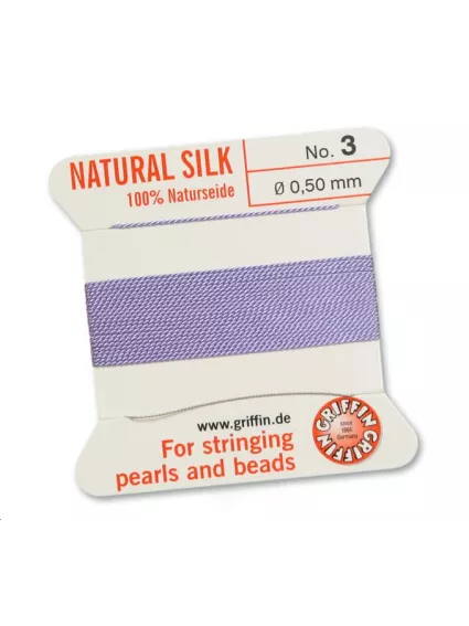Fil de soie 0.5 mm lilas   Fil de soie naturelle No. 3 diamètre 0.5 mm- 1