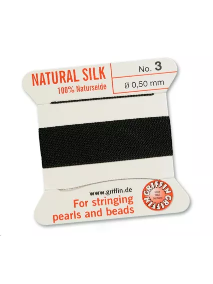 Fil de soie 0.5 mm noir   Fil de soie naturelle No. 3 diamètre 0.5 mm- 1