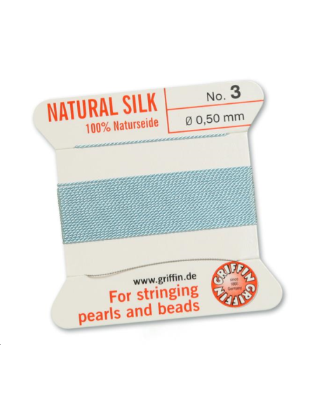 Fil de soie 0.5 mm turquoise  Fil de soie naturelle No. 3 diamètre 0.5 mm- 1
