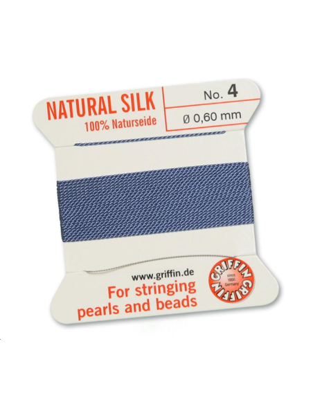 Fil de soie   0.6 mm bleu   Fil de soie naturelle No. 4 diamètre 0.6 mm- 1 Fil de soie   0.6 mm bleu   Fil de soie naturelle No. 4 diamètre 0.6 mm- 1