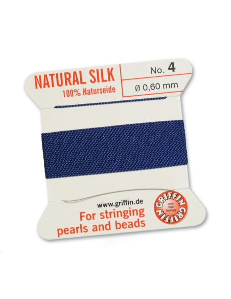 Fil de soie 0.6 mm bleu navy  Fil de soie naturelle No. 4 diamètre 0.6 mm- 1 Fil de soie 0.6 mm bleu navy  Fil de soie naturelle No. 4 diamètre 0.6 mm- 1