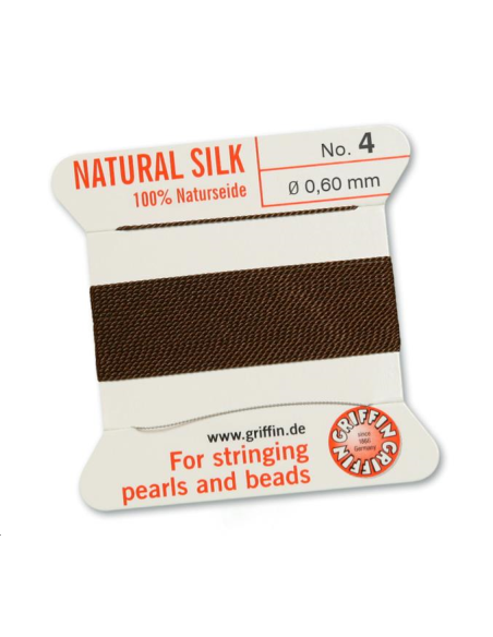 Fil de soie  0.6 mm brun   Fil de soie naturelle No. 4 diamètre 0.6 mm- 1