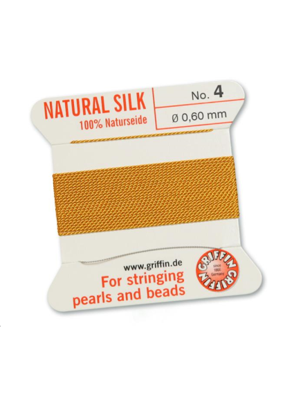 Fil de soie 0.6 mm jaune foncé   Fil de soie naturelle No. 4 diamètre 0.6 mm- 1