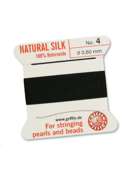Fil de soie   0.6 mm noir  Fil de soie naturelle No. 4 diamètre 0.6 mm- 1
