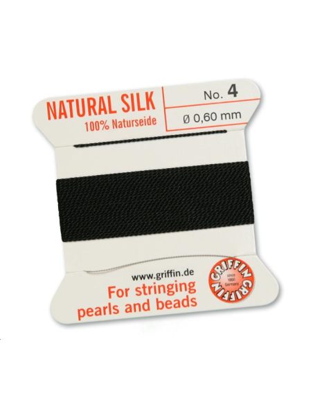 Fil de soie   0.6 mm noir  Fil de soie naturelle No. 4 diamètre 0.6 mm- 1 Fil de soie   0.6 mm noir  Fil de soie naturelle No. 4 diamètre 0.6 mm- 1