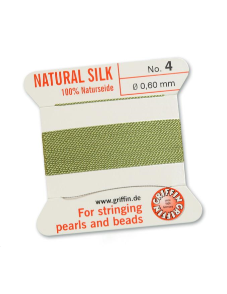 Fil de soie 0.6 mm vert jade   Fil de soie naturelle No. 4 diamètre 0.6 mm- 1 Fil de soie 0.6 mm vert jade   Fil de soie naturelle No. 4 diamètre 0.6 mm- 1