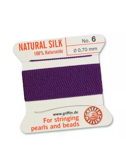 Fil de soie 0.7 mm améthyste  Fil de soie naturelle No. 6 diamètre 0.7 mm- 1