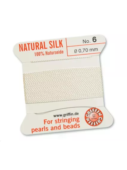 Fil de soie 0.7 mm blanc  Fil de soie naturelle No. 6 diamètre 0.7 mm- 1