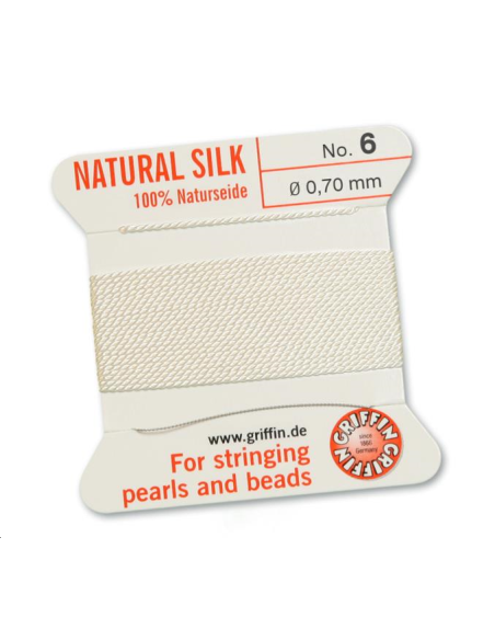 Fil de soie 0.7 mm blanc  Fil de soie naturelle No. 6 diamètre 0.7 mm- 1