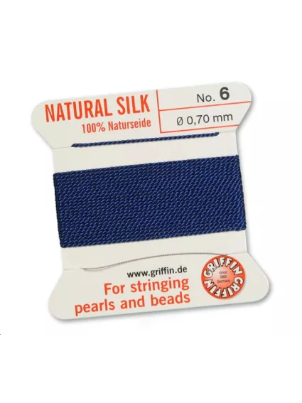 Fil de soie 0.7 mm bleu navy  Fil de soie naturelle No. 6 diamètre 0.7 mm- 1