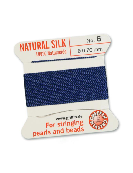 Fil de soie 0.7 mm bleu navy  Fil de soie naturelle No. 6 diamètre 0.7 mm- 1