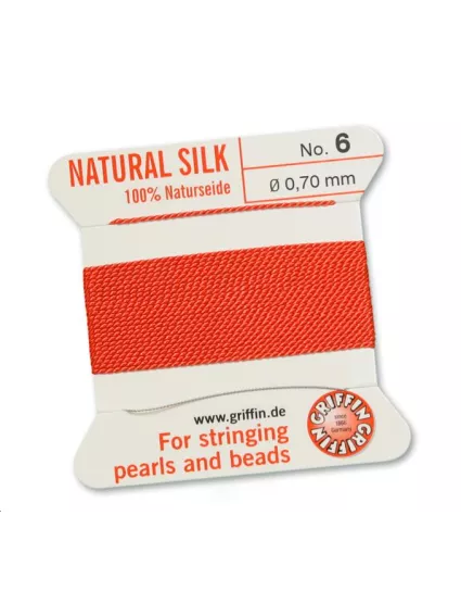 Fil de soie 0.7 mm corail   Fil de soie naturelle No. 6 diamètre 0.7 mm- 1