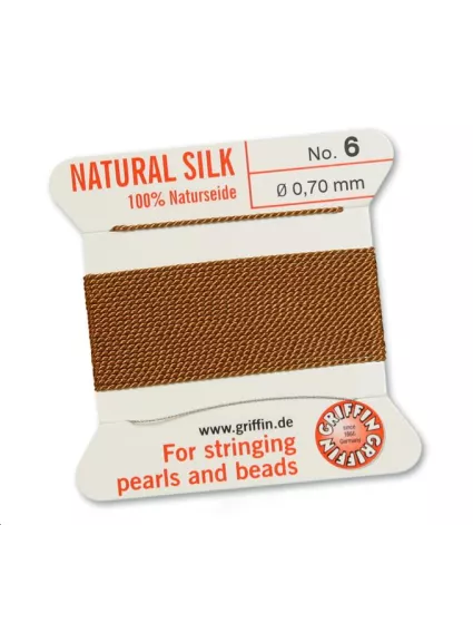 Fil de soie  0.7 mm cornaline  Fil de soie naturelle No. 6 diamètre 0.7 mm- 1