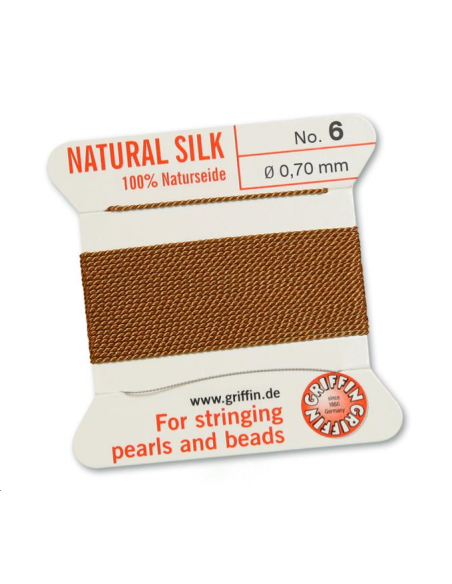 Fil de soie  0.7 mm cornaline  Fil de soie naturelle No. 6 diamètre 0.7 mm- 1 Fil de soie  0.7 mm cornaline  Fil de soie naturelle No. 6 diamètre 0.7 mm- 1