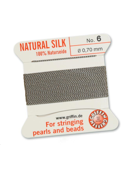Fil de soie  0.7 mm gris   Fil de soie naturelle No. 6 diamètre 0.7 mm- 1