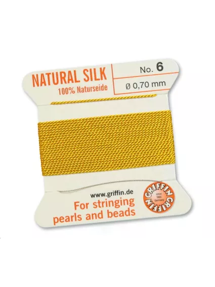 Fil de soie 0.7 mm jaune clair   Fil de soie naturelle No. 6 diamètre 0.7 mm- 1