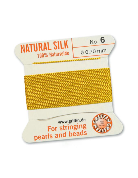 Fil de soie 0.7 mm jaune clair   Fil de soie naturelle No. 6 diamètre 0.7 mm- 1 Fil de soie 0.7 mm jaune clair   Fil de soie naturelle No. 6 diamètre 0.7 mm- 1