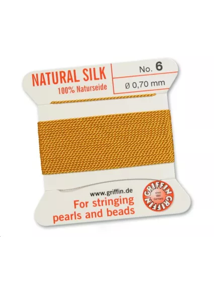 Fil de soie 0.7 mm jaune foncé   Fil de soie naturelle No. 6 diamètre 0.7 mm- 1