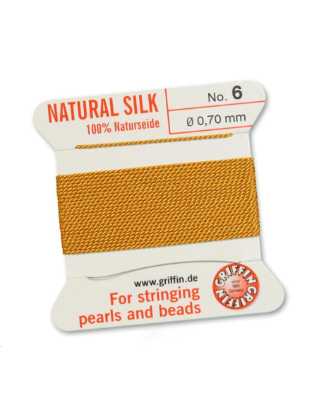 Fil de soie 0.7 mm jaune foncé   Fil de soie naturelle No. 6 diamètre 0.7 mm- 1