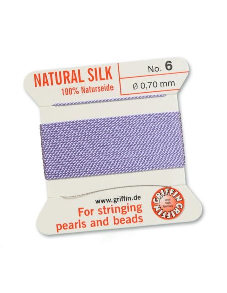 Fil de soie 0.7 mm lilas  Fil de soie naturelle No. 6 diamètre 0.7 mm- 1
