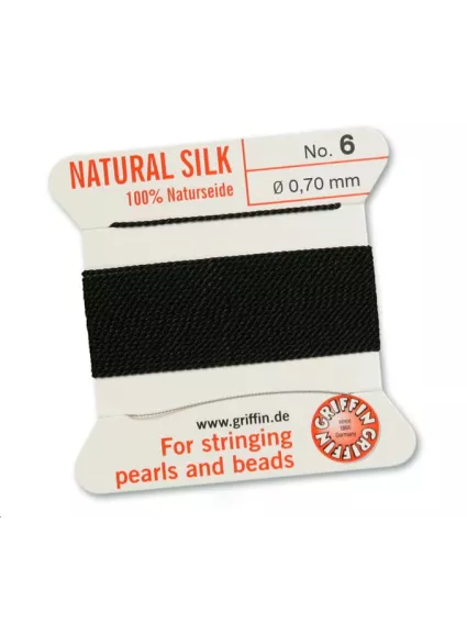 Fil de soie 0.7 mm noir  Fil de soie naturelle No. 6 diamètre 0.7 mm- 1